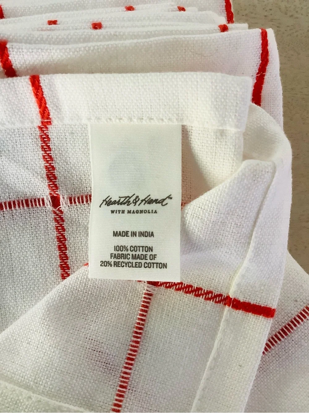4pc Hearth & Hand Magnolia Poppy Gingham Napkin Set